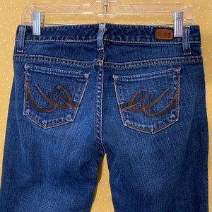 Express Jeans X2 slim, low rise, flare leg, size 2 Long